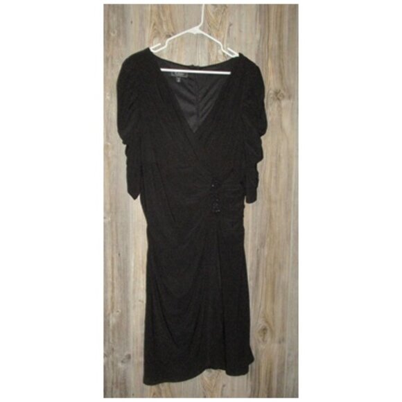 Collection Dressbarn Formal Dress Size 14 Black V Front Beads Back Zipper Party - Picture 2 of 14